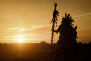 Native American viewing the sunset